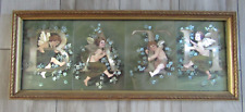 Vintage Foil Art "BATH" Print w/Cherubs Victorian Style Gold Framed 17.5" x 7" for sale  Shipping to South Africa