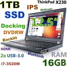 Thinkpad X230 12.5" IPS i7-2.9GHZ 1TB SSD 16GB USB-3.0 Backlit Doking-DVDRW for sale  Shipping to South Africa