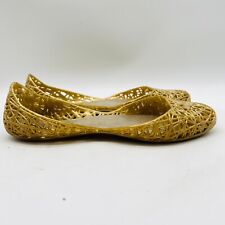 Sapato sem salto Melissa feminino 8 dourado glitter metálico Campana ziguezague balé, usado comprar usado  Enviando para Brazil