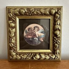 Framed cherub picture for sale  BELPER