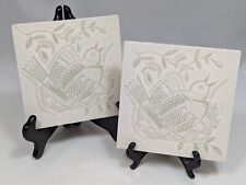 Pacific Tile & Porcelain Vintage Set of 2 Bird  Ramona Accent Tiles Mid Century, used for sale  Shipping to South Africa
