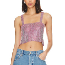superdown Mackenzie Chainmail Crop Top Pink MEDIUM Crystal Metallic Metal Club for sale  Shipping to South Africa