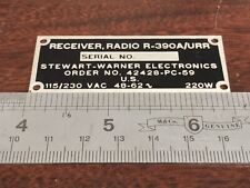 R-390A/URR ORIGINAL ~ STEWART-WARNER ~ NAME PLATE ~ FREE SHIPPING for sale  Shipping to Canada