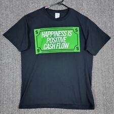 Camiseta masculina Happiness Is Positive fluxo de caixa grande preta manga curta gola redonda comprar usado  Enviando para Brazil