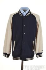 BEAMS Solid Blue Cotton Snap Front Mens Varsity Jacket Bomber Coat - LARGE for sale  Shipping to South Africa