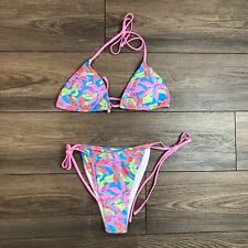 Unbranded Tie Side Triangle String Bikini Women's Medium Bright Floral Print for sale  Shipping to South Africa
