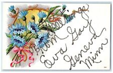 Cartão postal c1910 Greetings From Eva Gay Geneva Minnesota flor glitter em relevo comprar usado  Enviando para Brazil