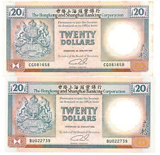 Hong Kong Bank Hong Kong $20 1991/90 2 piezas, usado segunda mano  Embacar hacia Argentina