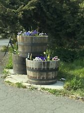 Used, Half Whiskey Barrel Oak Planter Wooden Flower Garden Pot Basket Tubs Container for sale  WILLENHALL