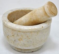 Usado, Antiguo molinillo de especias de mármol blanco mortero y mortero original antiguo tallado a mano segunda mano  Embacar hacia Argentina