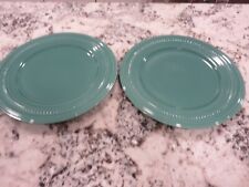 2 Gibson Elite BARBERWARE 10 3/4" Dinner Plates Beaded Turquoise HTF EUC for sale  Shipping to South Africa