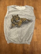 Vintage 90s Cutoff Sweatshirt Medium Gym Exercise Tiger Nature Animal Bodybuild for sale  Shipping to South Africa