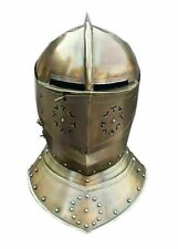 Casco de armadura cerrada medieval caballero torneo de metal 18 GA SCA LARP réplica segunda mano  Embacar hacia Argentina