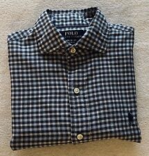 Camisa masculina Ralph Lauren 100% algodão botão L/S SP azul azul branca Gingham A+ comprar usado  Enviando para Brazil