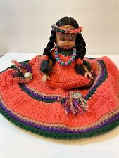 Usado, Boneca purificadora de ar nativa americana feita à mão laranja vestido de crochê acabamento decorativo comprar usado  Enviando para Brazil