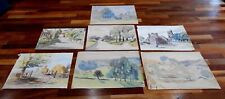 Collection of 7 Unframed Vintage 1930's Walter Cristall Watercolour Paintings for sale  Shipping to South Africa