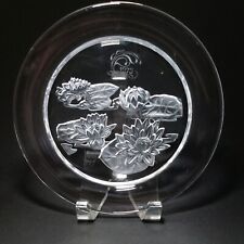 DAUM FRANCE NYMPHE Water Lilies Intaglio Lead Crystal 8.5" Plate 1979 for sale  Shipping to South Africa