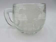 Vintage NESTLE Clear Glass, Etched Globe, Coffee, Tea, Cocoa Cup/Mug for sale  Shipping to South Africa
