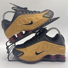 NIKE SHOX R4 GOLD BLACK TRAINERS SIZE UK 4 METALLIC RED GYM RUNNING BQ4000-003 for sale  Shipping to South Africa