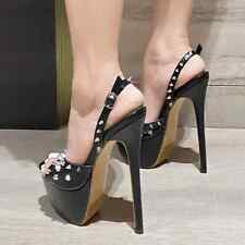 Used, Women Metal Rivet Buckle Strap High Heels Platform Sandals Sexy Peep Toe Pumps for sale  Shipping to South Africa