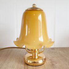 Small Vintage Italian Gold Brass Tone & Amber Glass Bedside / Desk Mushroom Lamp for sale  Shipping to South Africa