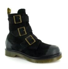 DR MARTENS Blake Suede Leather 3-Buckle Ankle Combat Biker Boots Zip Unisex GUC  for sale  Shipping to South Africa