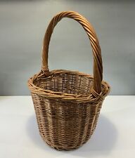 Used, VINTAGE ROUND WICKER SHOPPING BASKET WITH HANDLE for sale  Shipping to South Africa