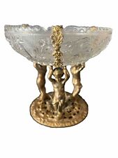 Antiga tigela de vidro do século XIX compota de pé de querubins dourados, usado comprar usado  Enviando para Brazil