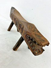 Vintage Small Handcarved Wooden Crocodile Bench Stool Tribal, used for sale  Shipping to South Africa