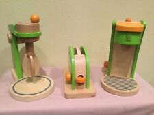 JUEGO DE ELECTRODOMÉSTICOS DE COCINA DE MADERA HAPE, TOSTADORA, MEZCLADORA, CAFETERA, TALLA INFANTIL, usado segunda mano  Embacar hacia Argentina