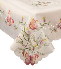 Used, Tablecloth Butterfly Floral Embroidered 36" Square Scalloped Topper Pink SECOND for sale  Shipping to South Africa
