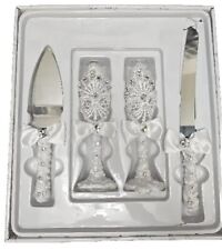 Conjunto para servir bolo de casamento 4 peças decorações flautas de champanhe faca conjunto para servidor de bolo comprar usado  Enviando para Brazil