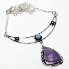 Charoite Larimar 925 Silver Plated Handmade Necklace 18" Valentine Gifts GW for sale  Shipping to South Africa