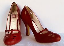 Sapatos femininos PIN UP COUTURE vermelho Rockabilly Mary Jane salto gatinho tamanho 8 muito bom estado comprar usado  Enviando para Brazil