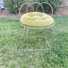VTG MCM Vanity Stool Boudoir Chair Hollywood Regency Brass Finish Green Pad - HN for sale  Shipping to South Africa