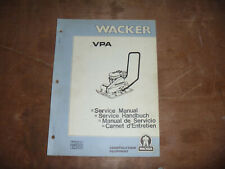 Wacker VPA Plate Compactor Service Repair Operator Maintenance Parts Manual for sale  Shipping to Canada