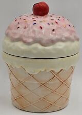 Cone de sorvete com cobertura de cereja com polvilhos frasco de biscoito de cerâmica comprar usado  Enviando para Brazil