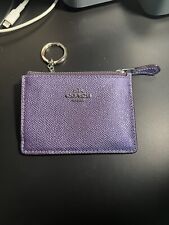 Novo Coach Mini Estojo de Id Magro Couro Roxo Carteira de Cartão Chaveiro comprar usado  Enviando para Brazil