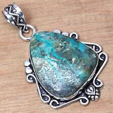 Pendant Azurite Malachite Gemstone Handicraft Valentine'Day Silver Jewelry 2" for sale  Shipping to South Africa