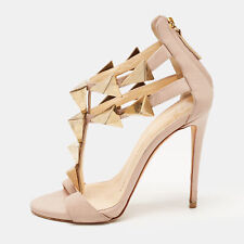 Giuseppe Zanotti Beige Leather Pyramid Studs Embellished Sandals Size 37, used for sale  Shipping to South Africa