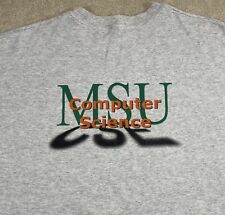 Camiseta vintage de la Universidad Estatal de Michigan para hombre XXL ciencias de la computación 2 lados gris segunda mano  Embacar hacia Mexico