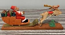 Vintage German Erzgebirge Emil Helbig Carved Wood Christmas Santa Sleigh Figure! for sale  Shipping to South Africa