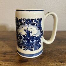 Caneca de cerveja vintage Blauw Delft moinhos de vento pedra 0,5 litros Holanda decorada à mão, usado comprar usado  Enviando para Brazil