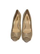 Salto agulha Coach and Four feminino dourado cintilante peep toe tamanho 9M, usado comprar usado  Enviando para Brazil