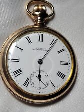 Inmaculado Antiguo Americano Waltham Grabado Cara Abierta Enchapado en Oro Reloj de Bolsillo segunda mano  Embacar hacia Argentina