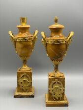 Antiguo par de jarrones franceses de bronce dorado y mármol cazuela estilo imperio raros, usado segunda mano  Embacar hacia Argentina