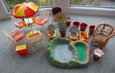 Vintage Pedigree Sindy Garden Furniture Patio Set & Sindy greenhouse Accessories, used for sale  Shipping to South Africa