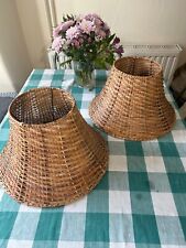 Pair of woven willow rush rattan lampshades 36cm, used for sale  Shipping to South Africa