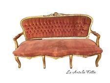 Sofá antiguo para sala de estar tallado en oro estilo Luis XV francés segunda mano  Embacar hacia Mexico