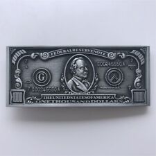 Fivela de cinto prata antiga tamanho real nota de 1000 dólares dinheiro Boucle de ceinture comprar usado  Enviando para Brazil